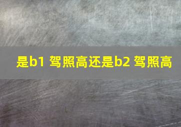 是b1 驾照高还是b2 驾照高